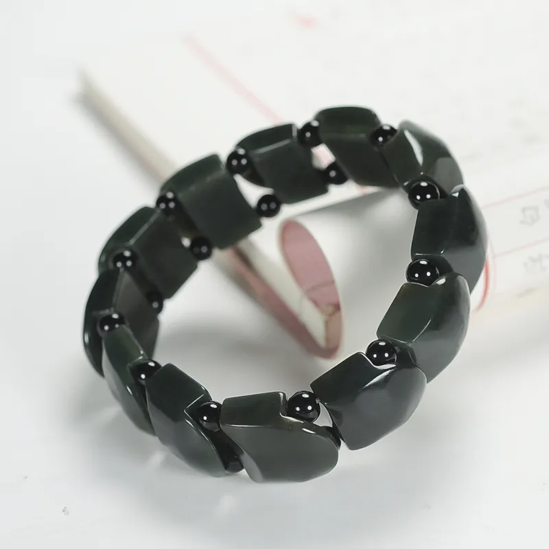 Shujie Hetian Jade Bracelets Green Jade Men's-3