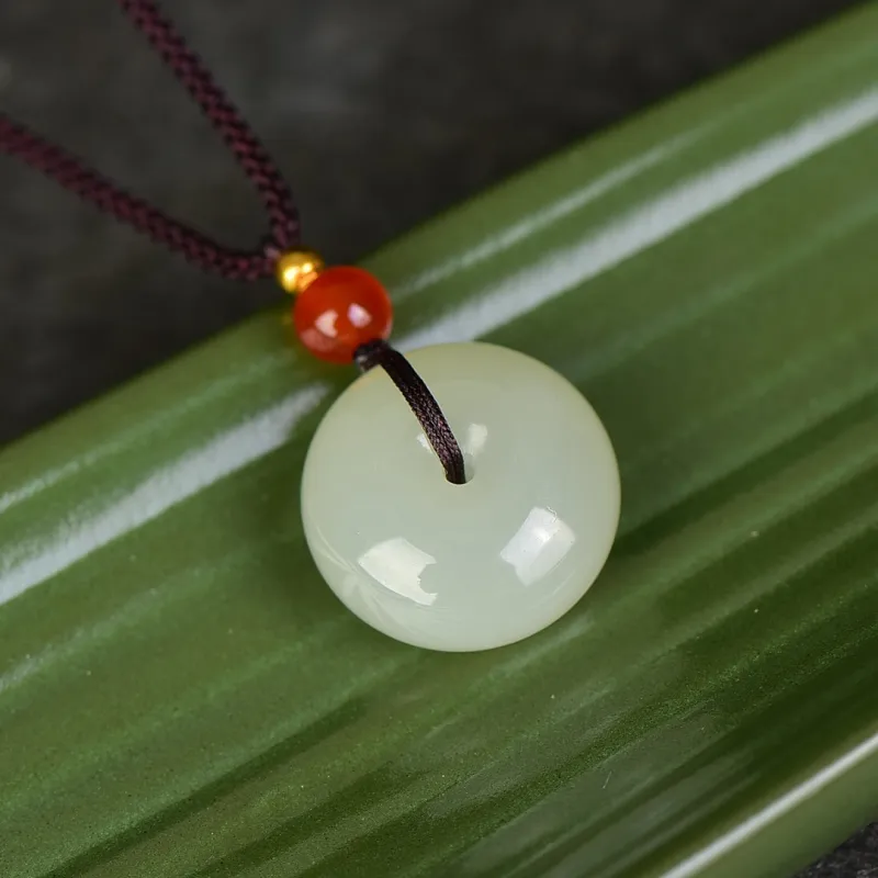 Shujie Hetian Jade Necklaces White Jade/Pale Greenish White Jade Unisex-4