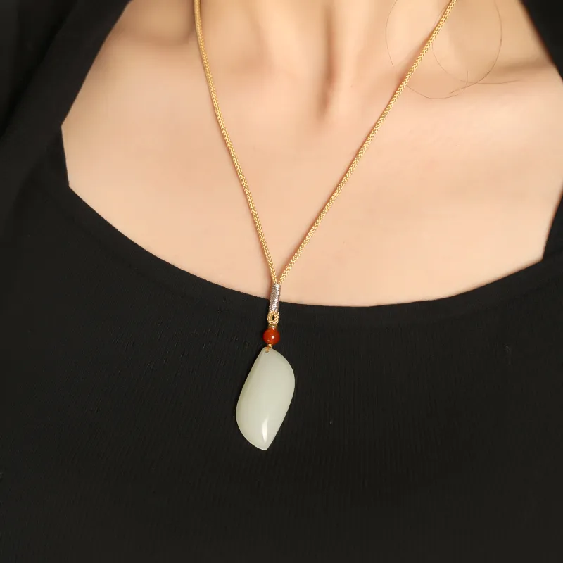 Shujie Hetian Jade Necklaces White Jade/Pale Greenish White Jade Unisex-3
