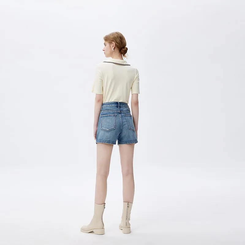 Shuhao Bai Denim Shorts Women's Denim Blue-1