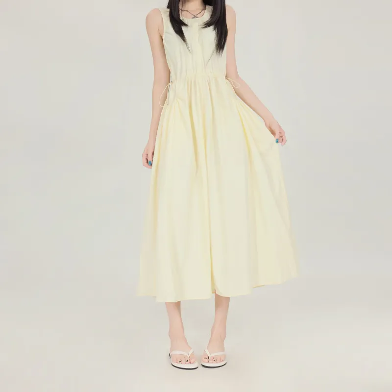 Shuhao Bai Sleeveless Dress Women's Yellow Maxi Skirts-4