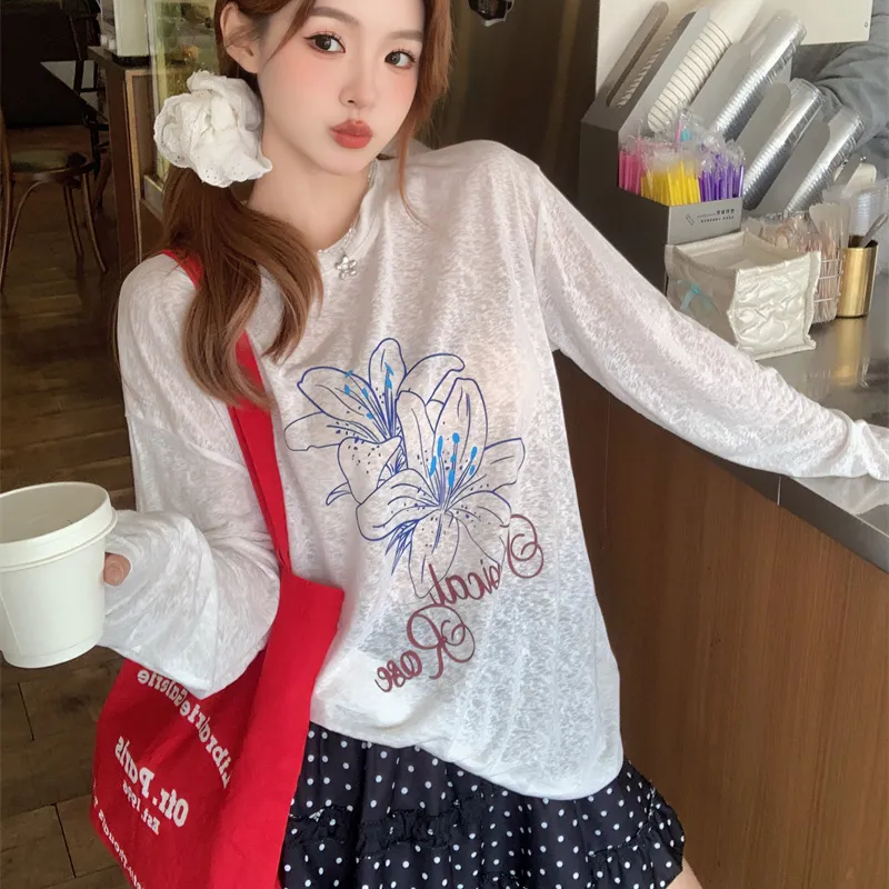 Shuhao Bai Drop Shoulder Sleeve T Shirt Women's White-5