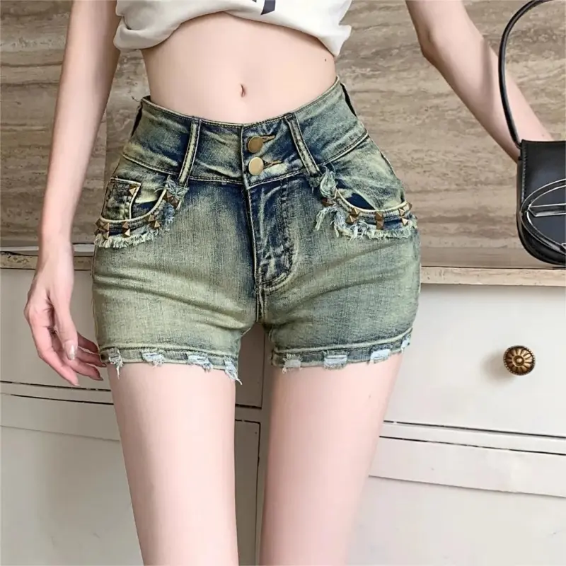 Shuhao Bai Denim Shorts Women's Blue-11