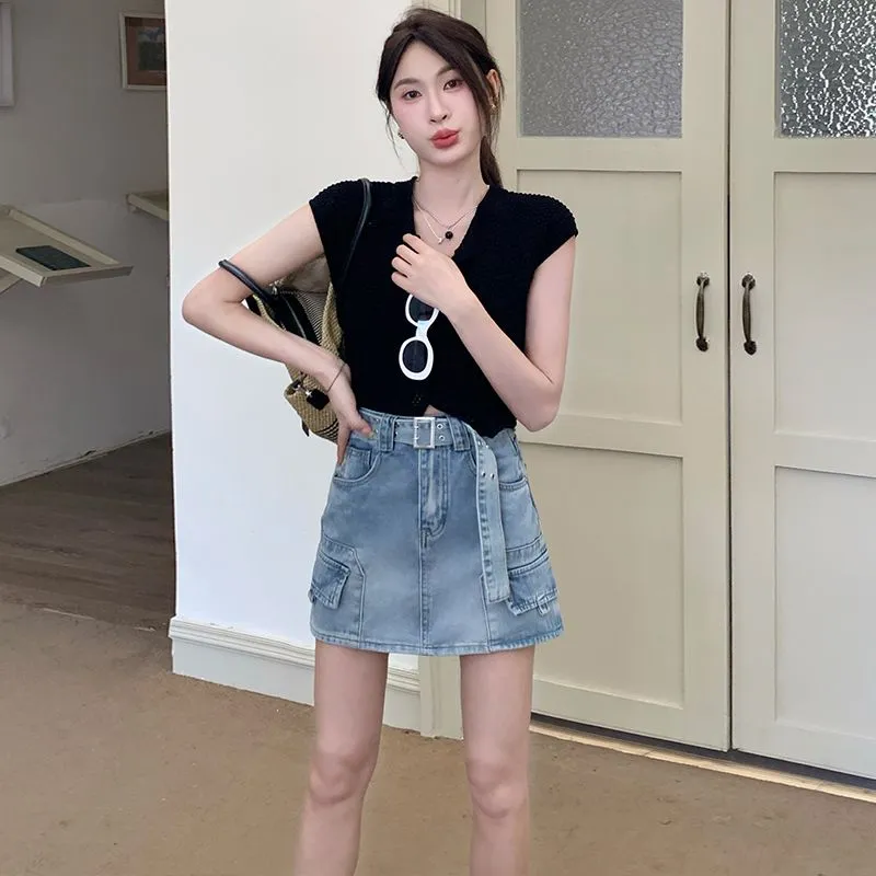 Shuhao Bai Denim Short Skirts Women's-8