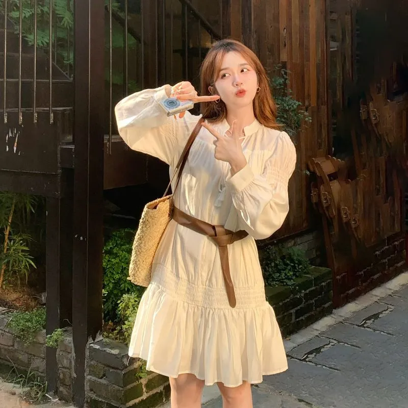 Shuhao Bai Long Sleeved Dress Women's White-1