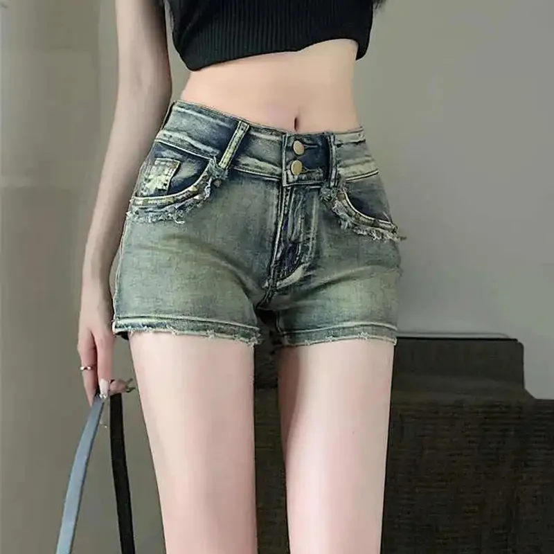 Shuhao Bai Denim Shorts Women's Blue-1