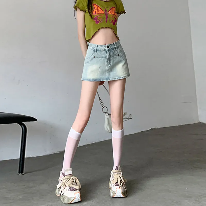 Shuhao Bai Denim Shorts Women's Blue-11