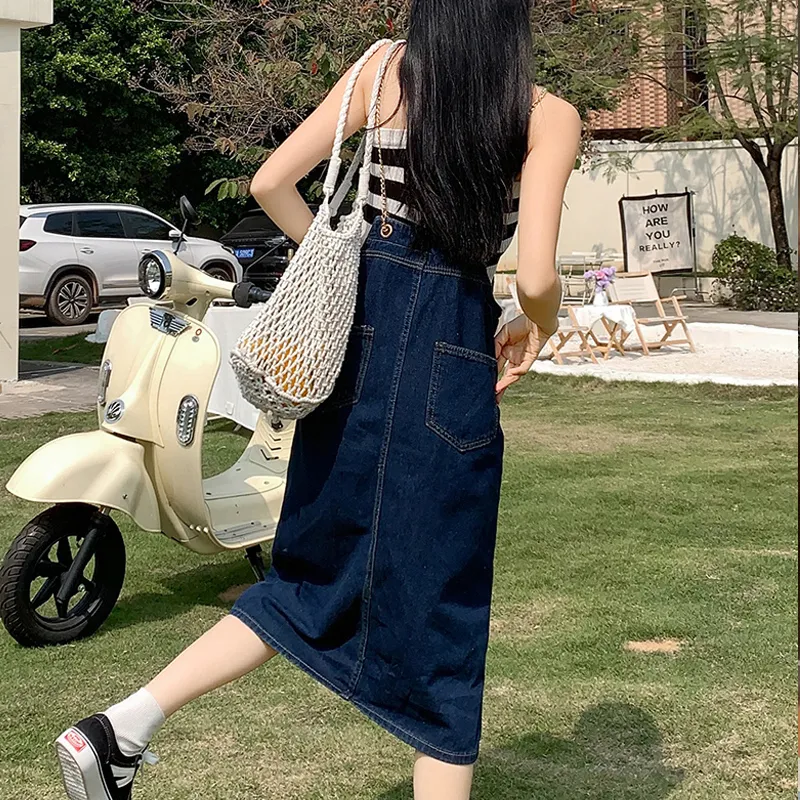 Shuhao Bai Denim Long Skirt Women's-8