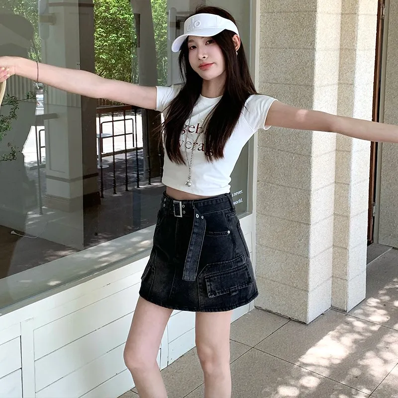Shuhao Bai Denim Short Skirts Women's-1