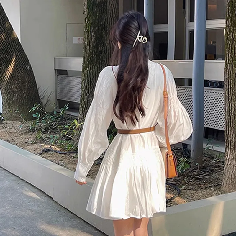 Shuhao Bai Long Sleeved Dress Women's White-6