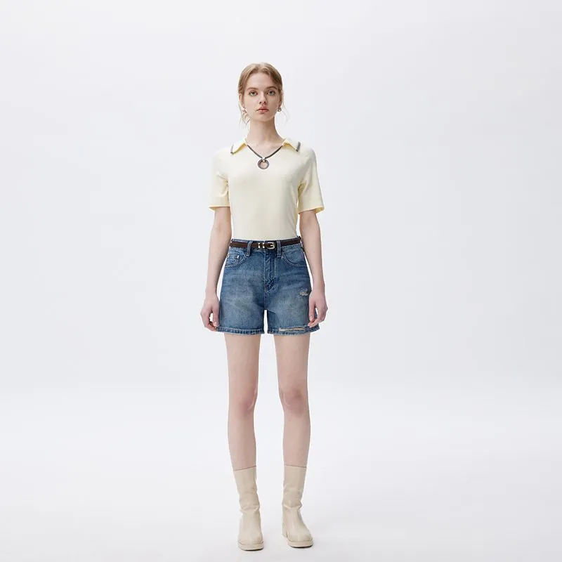 Shuhao Bai Denim Shorts Women's Denim Blue-2