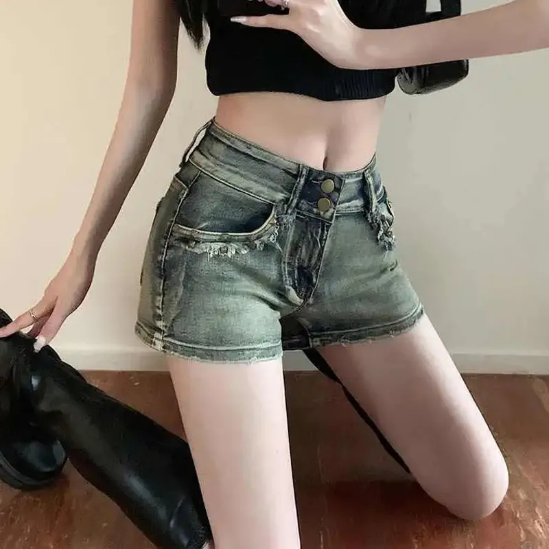 Shuhao Bai Denim Shorts Women's Blue-2