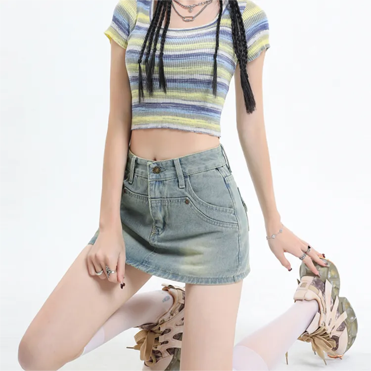 Shuhao Bai Denim Shorts Women's Blue-6