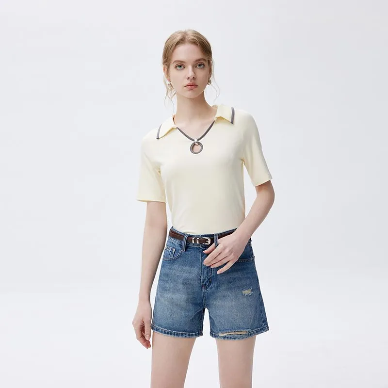 Shuhao Bai Denim Shorts Women's Denim Blue-3