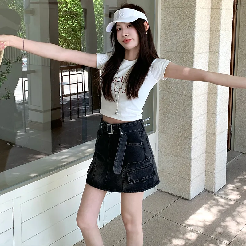 Shuhao Bai Denim Short Skirts Women's-4