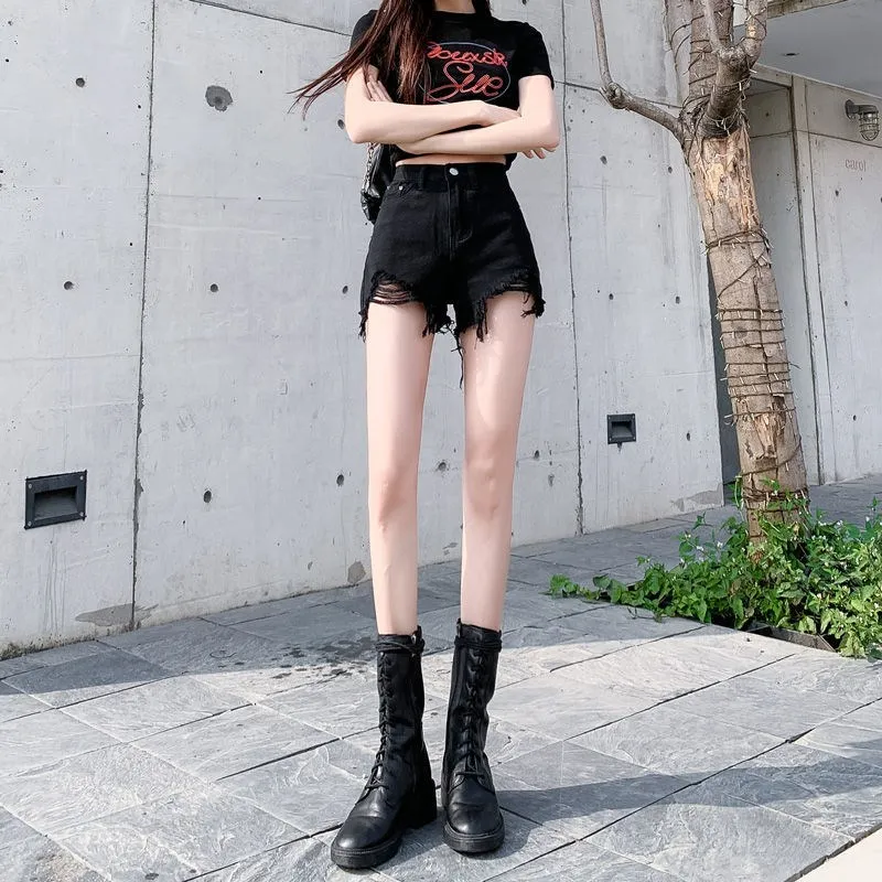 Shuhao Bai Denim Shorts Women's Black-20