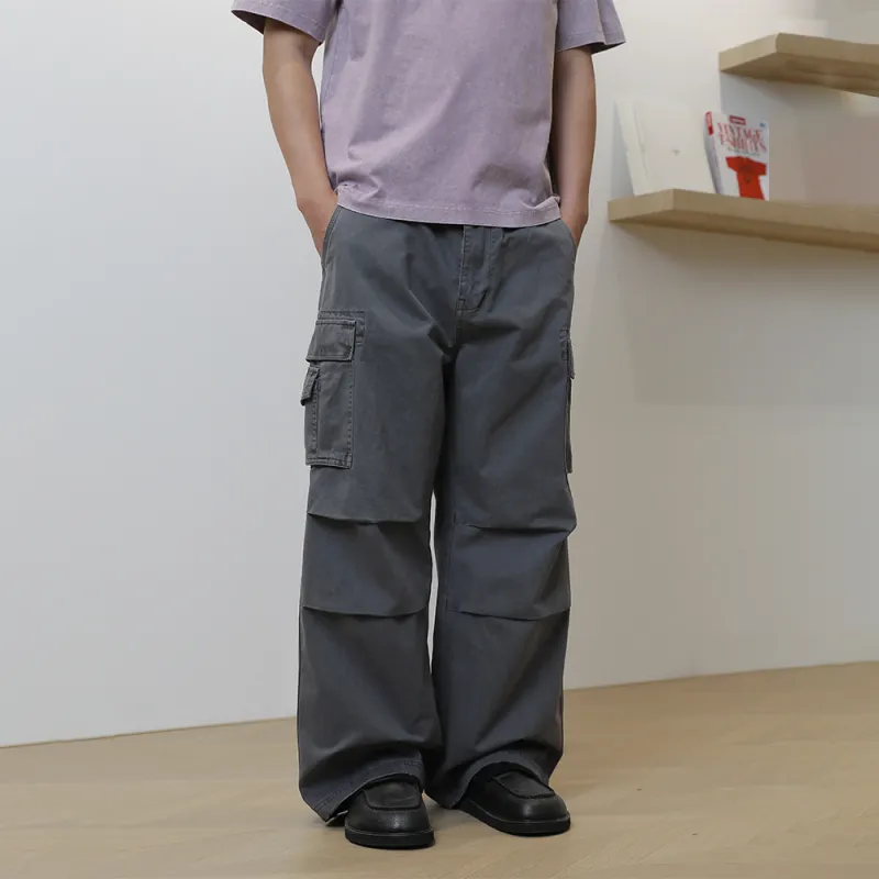 Unblank Cargo Pants Unisex Washed Gray-3