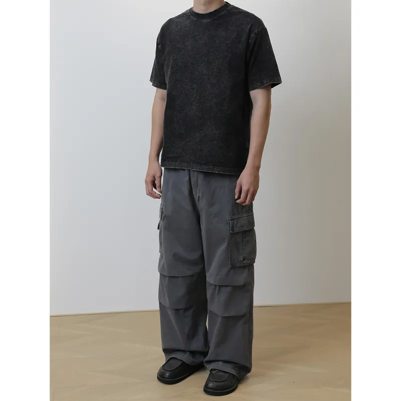 Unblank Cargo Pants Unisex Washed Gray-2
