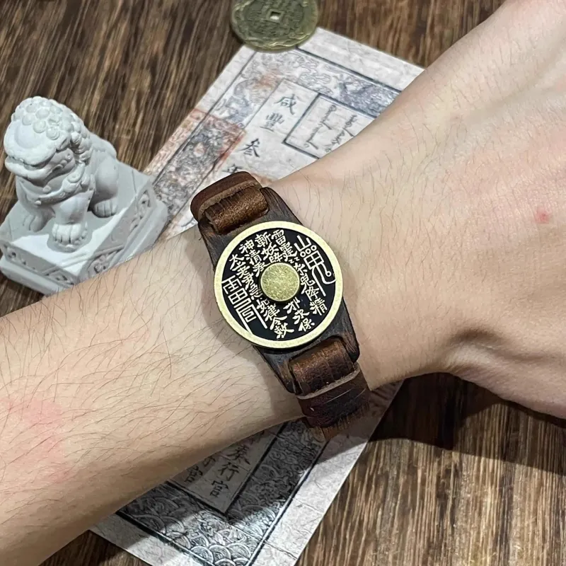 JIBAINANXI Copper Alloy Leather Wristbands Unisex-3