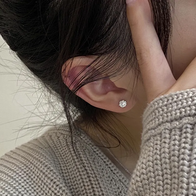 JIBAINANXI Stainless Steel Zircon Stud Earrings Unisex-2