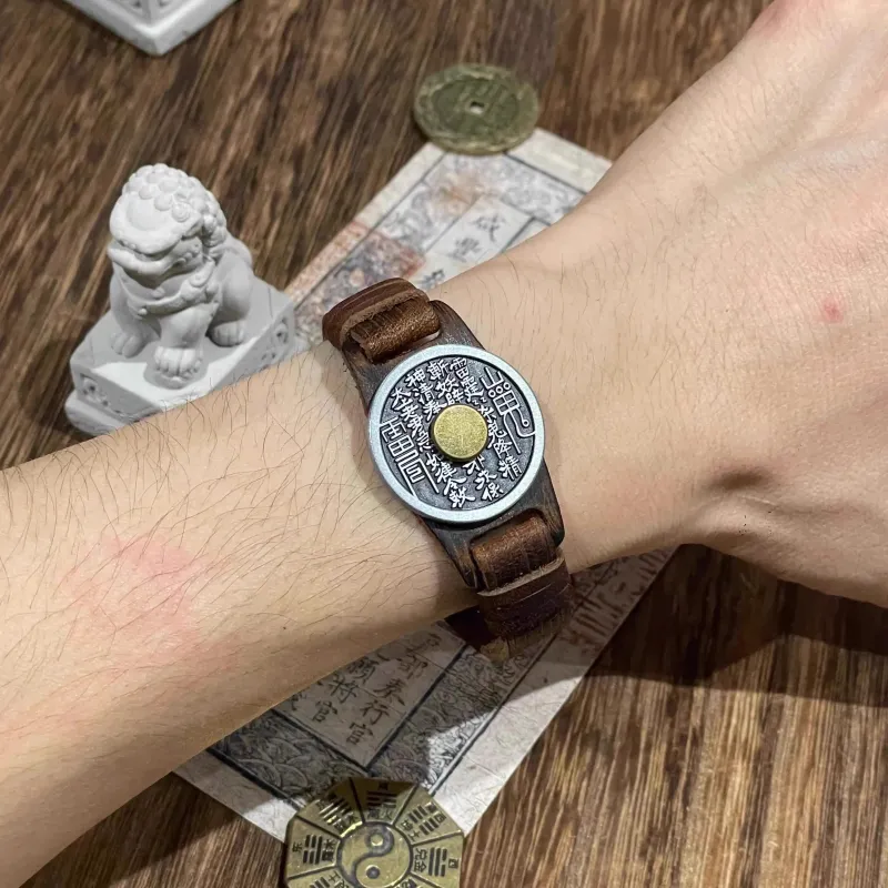 JIBAINANXI Copper Alloy Leather Wristbands Unisex-3