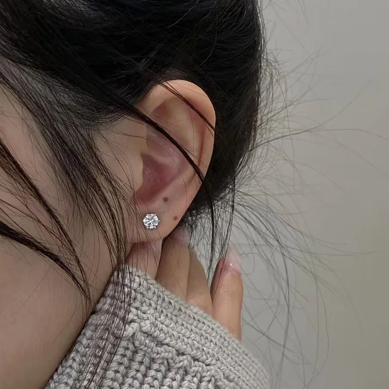 JIBAINANXI Stainless Steel Zircon Stud Earrings Unisex-1