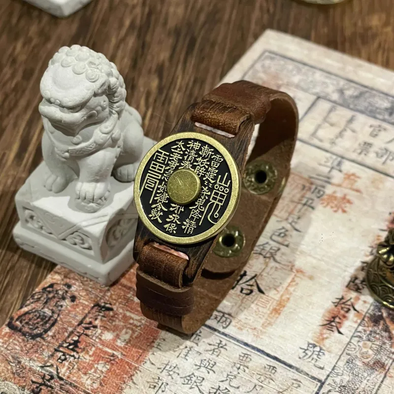 JIBAINANXI Copper Alloy Leather Wristbands Unisex-1