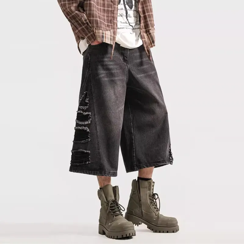 Double Dealer Denim Shorts Unisex Black-5