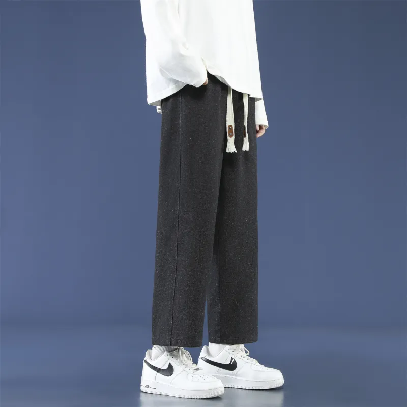 PANDA ADEVIL Japanese Vintage Preppy Style Loose Fit Straight Fit Wide Leg Ankle Length Jeans Unisex-27