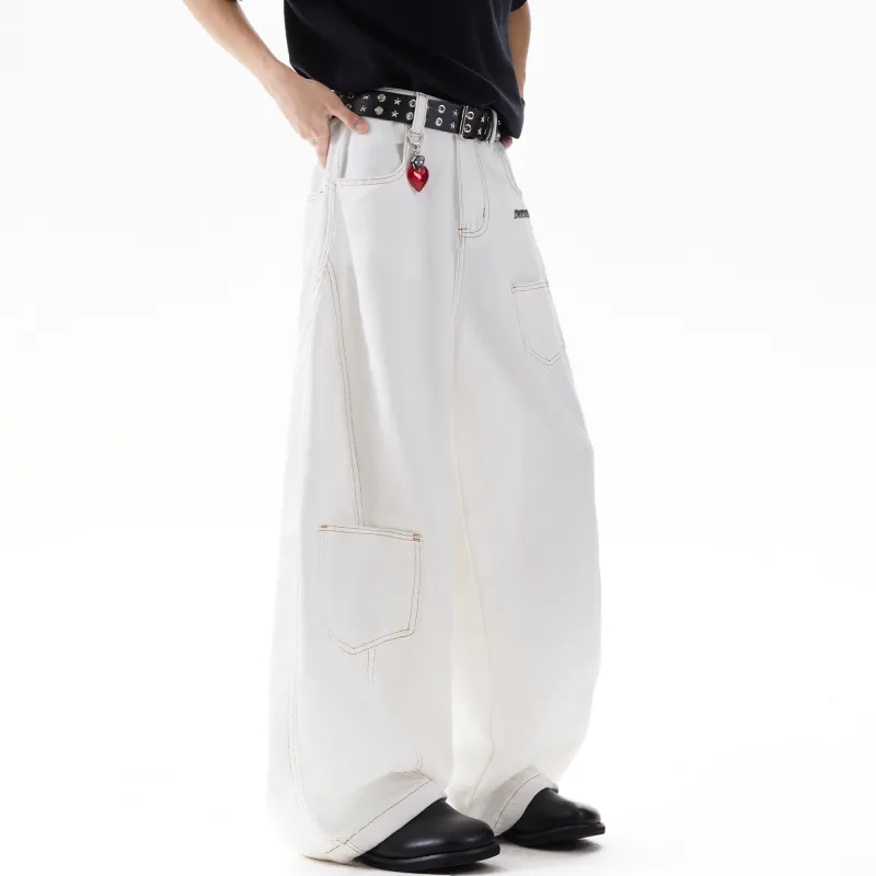Double Dealer Jeans Unisex White-4