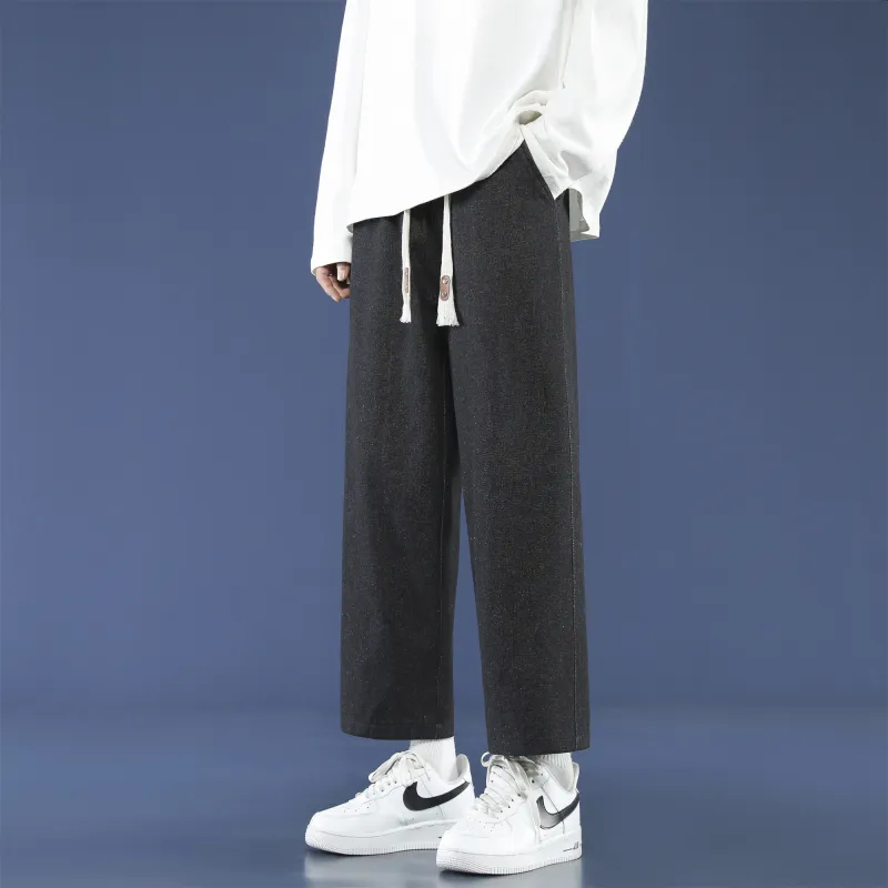 PANDA ADEVIL Japanese Vintage Preppy Style Loose Fit Straight Fit Wide Leg Ankle Length Jeans Unisex-25