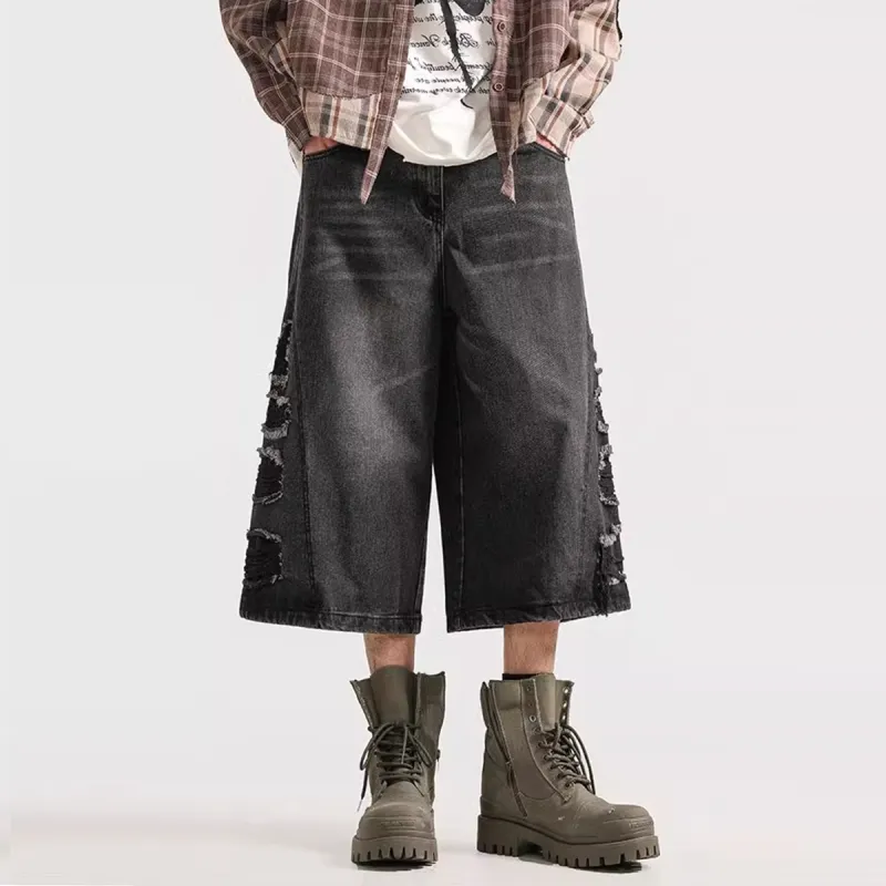 Double Dealer Denim Shorts Unisex Black-4