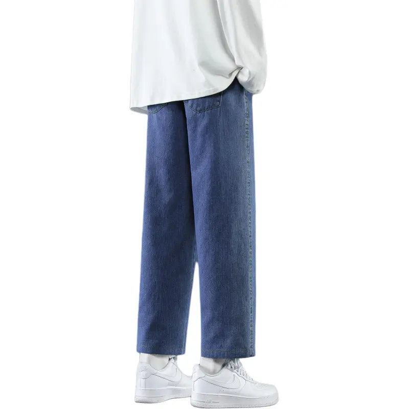 PANDA ADEVIL Japanese Vintage Preppy Style Loose Fit Straight Fit Wide Leg Ankle Length Jeans Unisex-6