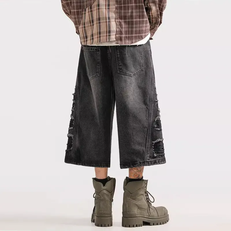 Double Dealer Denim Shorts Unisex Black-3