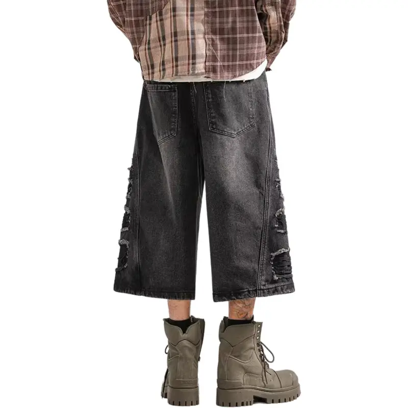 Double Dealer Denim Shorts Unisex Black-1