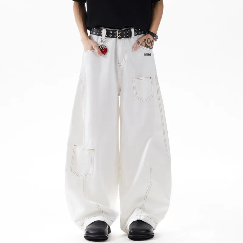 Double Dealer Jeans Unisex White-3