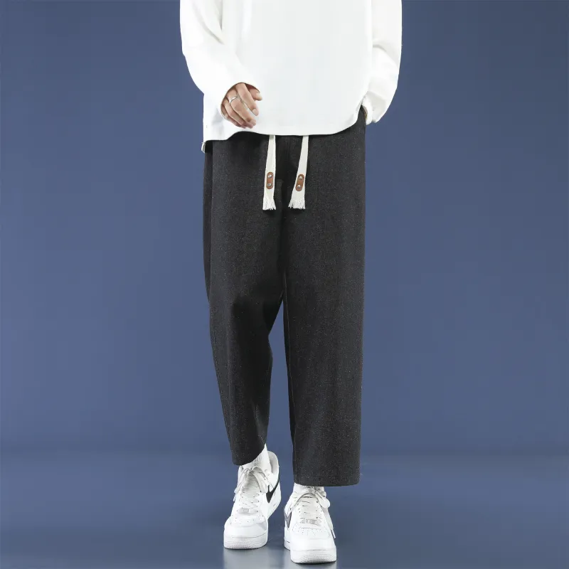 PANDA ADEVIL Japanese Vintage Preppy Style Loose Fit Straight Fit Wide Leg Ankle Length Jeans Unisex-26