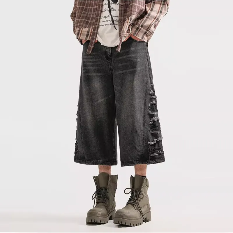 Double Dealer Denim Shorts Unisex Black-2