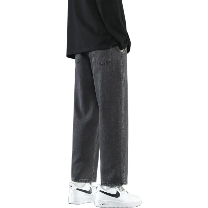 PANDA ADEVIL Japanese Vintage Preppy Style Loose Fit Straight Fit Wide Leg Ankle Length Jeans Unisex-14