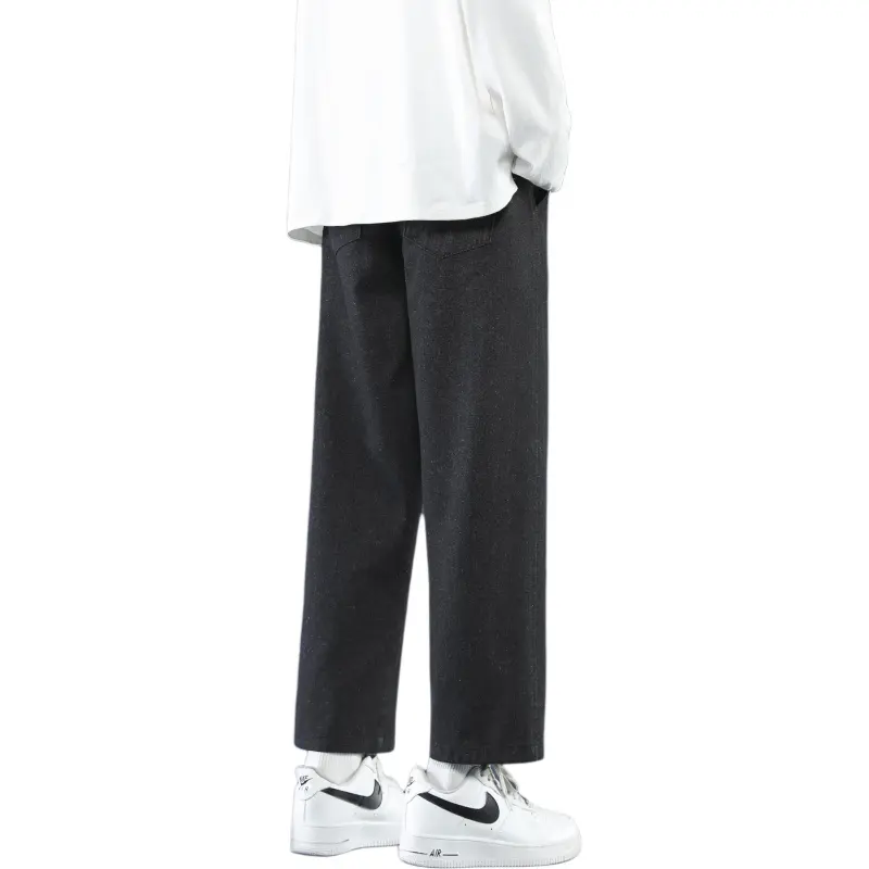PANDA ADEVIL Japanese Vintage Preppy Style Loose Fit Straight Fit Wide Leg Ankle Length Jeans Unisex-24