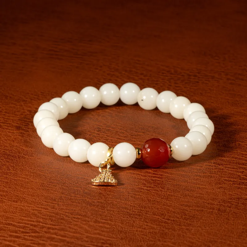 Three Treasures White Jade Bodhi Bracelets Unisex-1