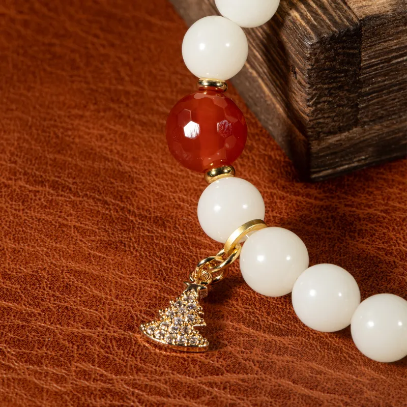 Three Treasures White Jade Bodhi Bracelets Unisex-2