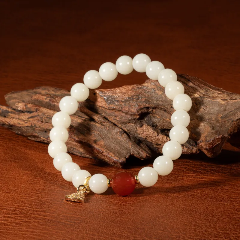 Three Treasures White Jade Bodhi Bracelets Unisex-5