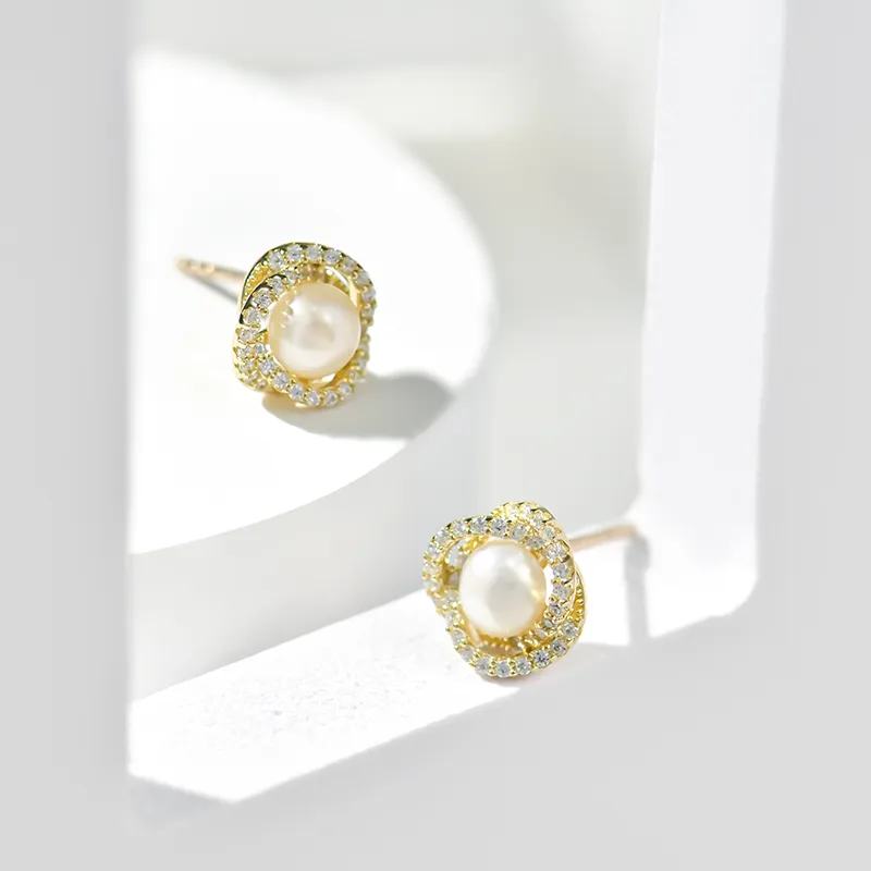 YPYN S925 Silver Stud Earrings Women's Light Yellow-4