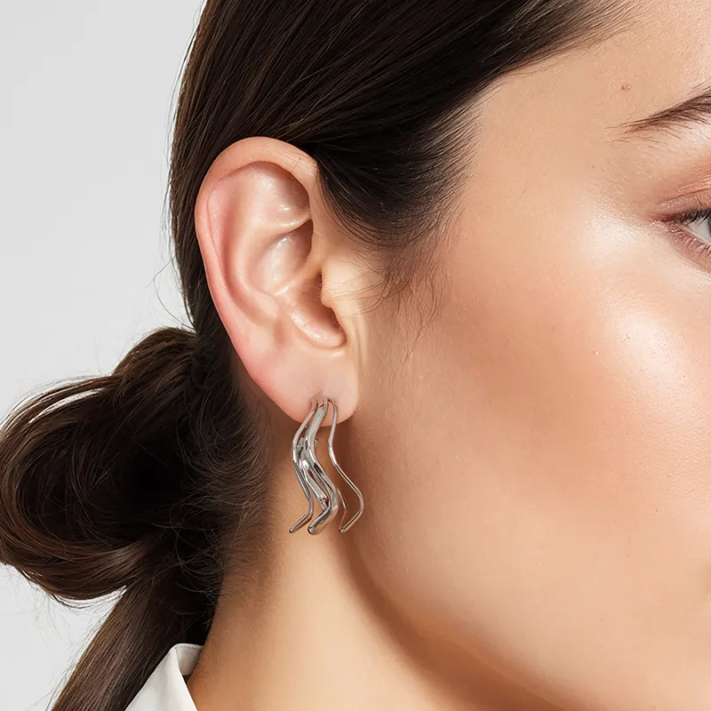 YPYN Alloy Earrings Women's Silver-1