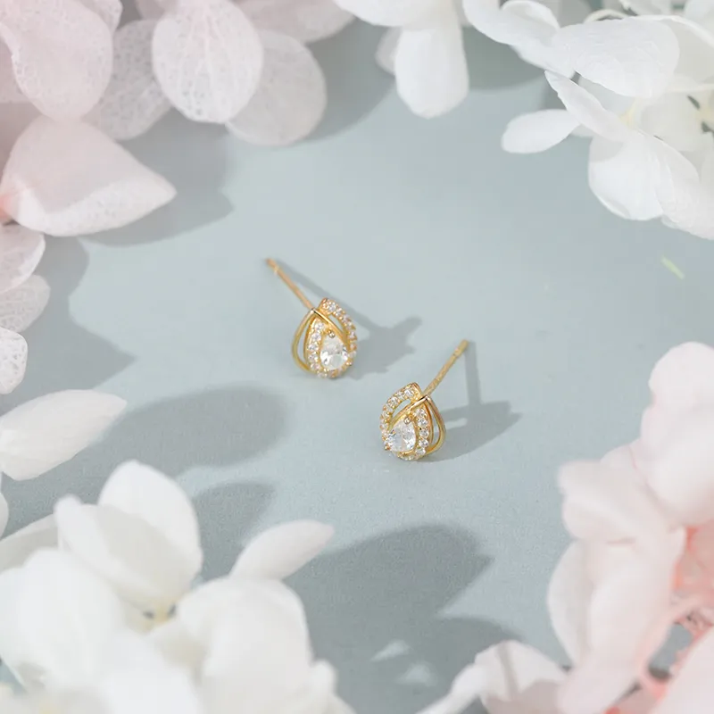 YPYN 925 Sterling Silver Stud Earrings Women's Gold-4