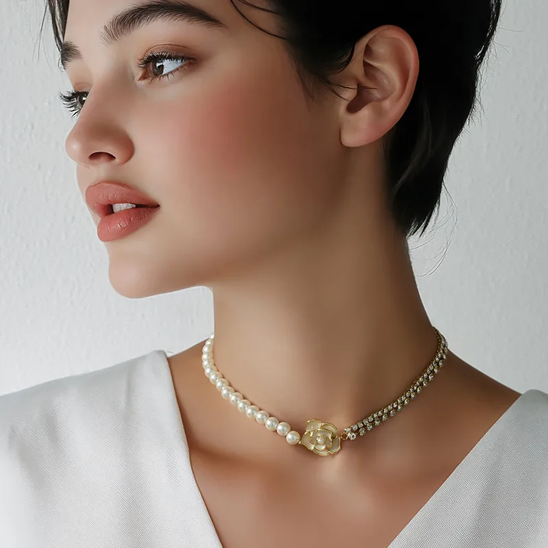 YPYN Alloy Necklaces Women's White Gold-1