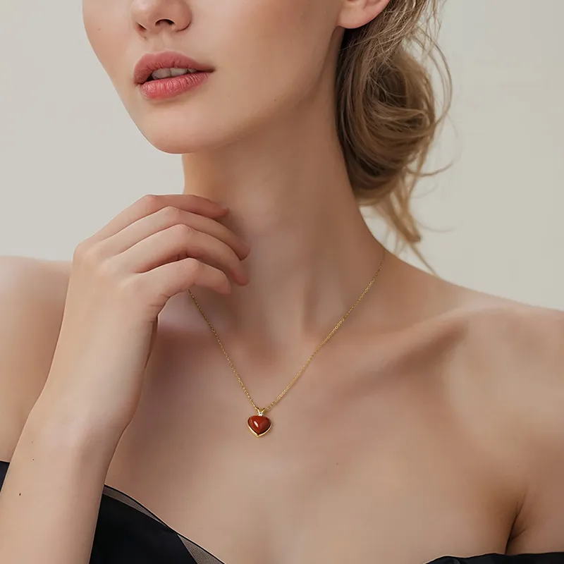 YPYN 925 Sterling Silver Necklaces Women's Red-1