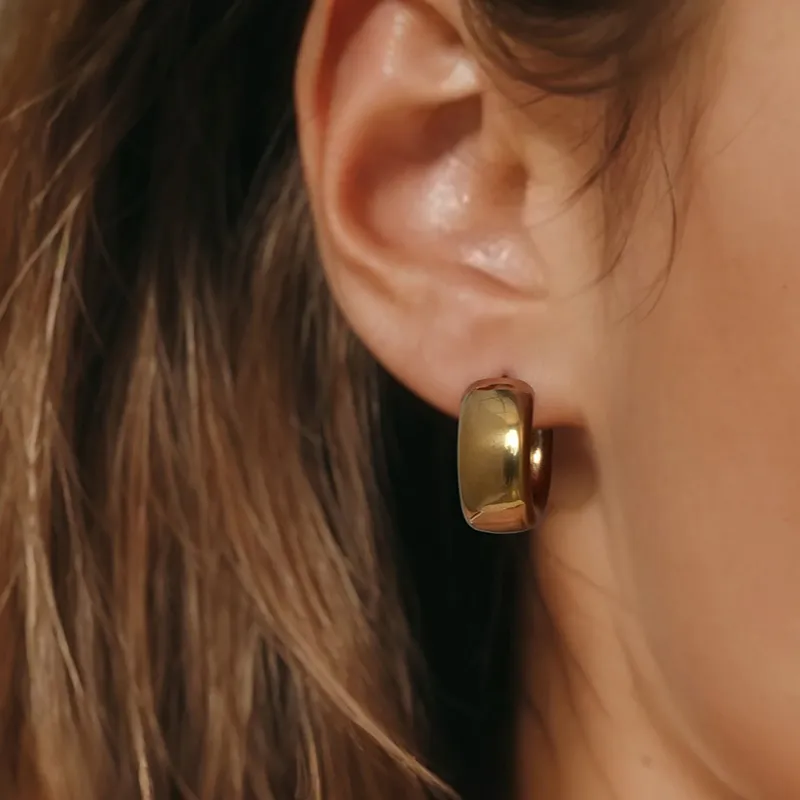 YPYN Titanium Steel Stud Earrings Women's Gold-2