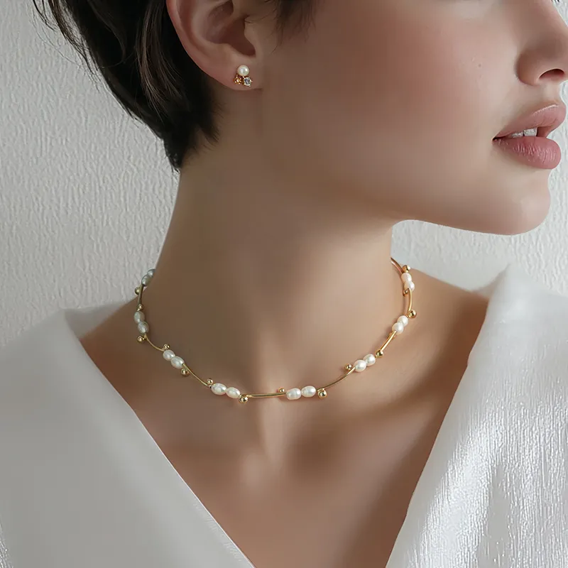YPYN Alloy Necklaces Women's White Gold-1
